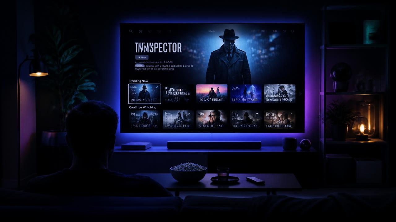 Pessoa assistindo IPTV em uma Smart TV em ambiente moderno
